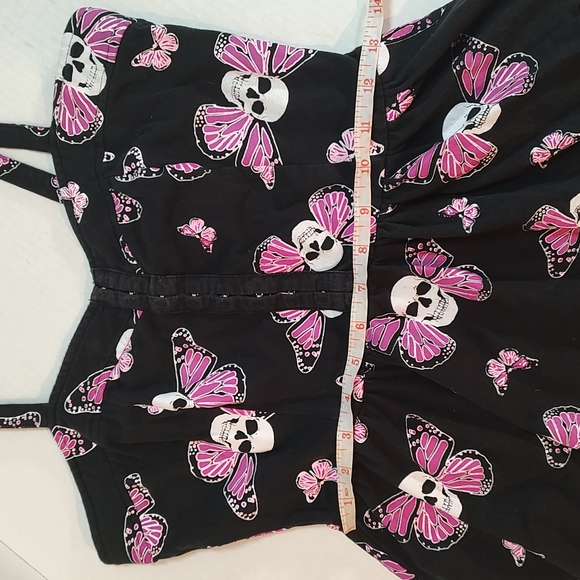 M VTG Jawbreaker Women's Sun Dress Pink Butterfly Skull Y2K 90s - Picture 7 of 12